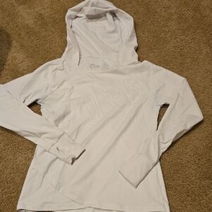 ZYIA White Hooded Long-Sleeve Pullover Top